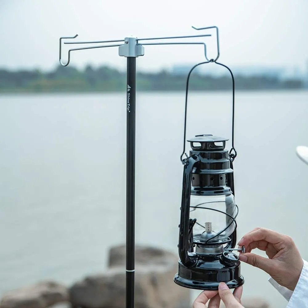 UNISTRENGH Lantern Stand Pole Outdoor Camping Folding Lamp Holder Hook Portable Telescopic Double-end Lighting Pole Retro Light Stand Lantern Hanging Support
