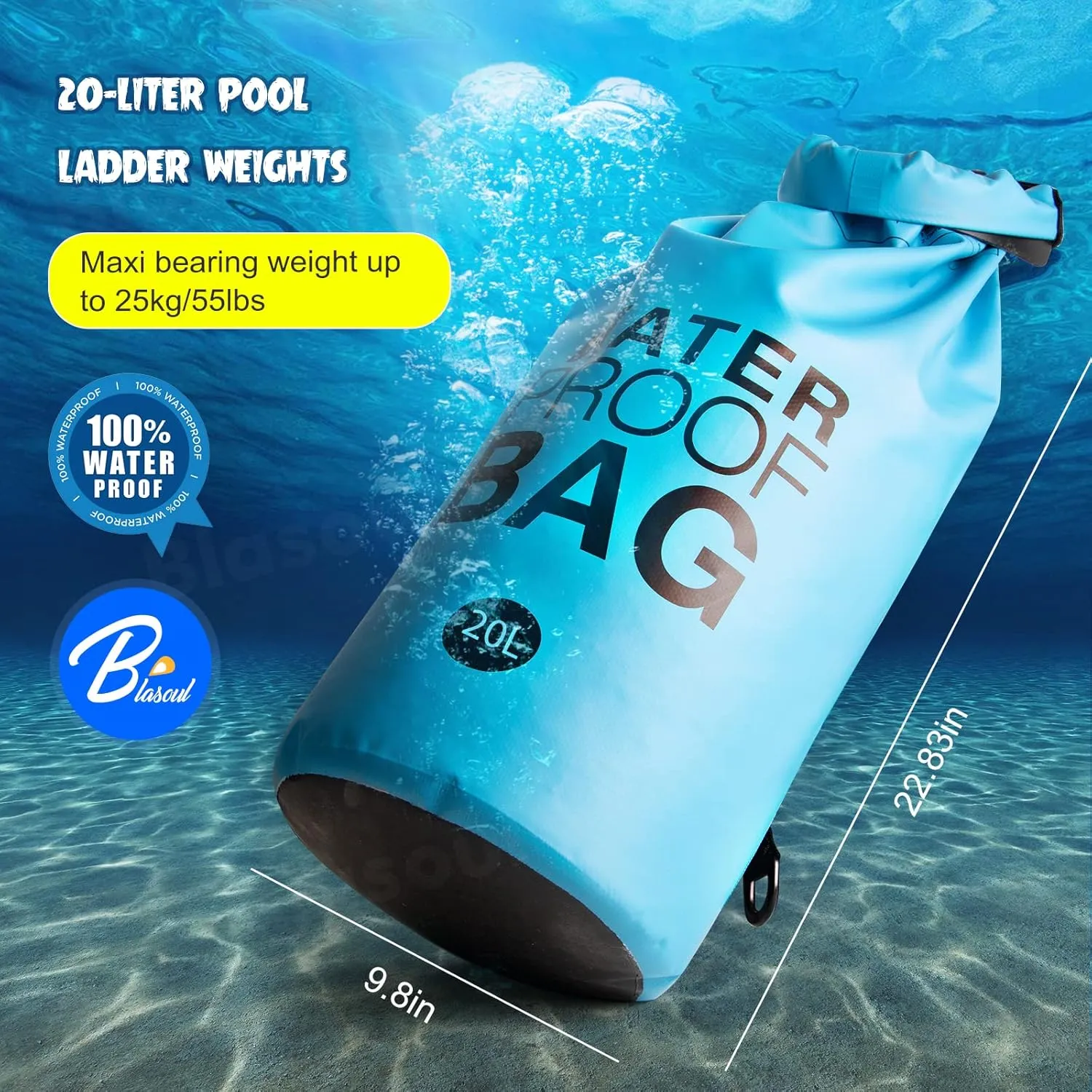 Universal Pool Ladder and Step Weight(20Lx2PCS) Easy&Quick Fill Sand,250D PVC Waterproof Dry Bag with Heavy-Duty Nylon,No More Ripped Sandbag&Handle,Work with Above Ground/in-Ground Pool Step