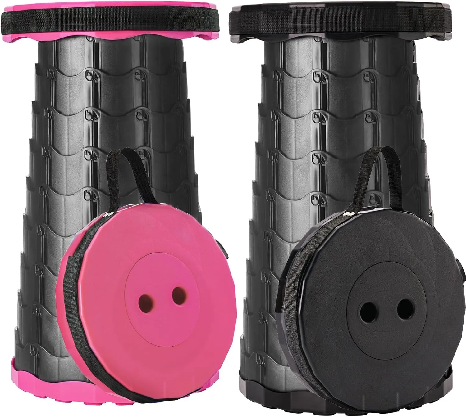 Upgraded Collapsible Stool, Lightweight But Sturdy, Portable Retractable Folding Telescoping Foldable Camping Stool for Adults Outdoor Fishing Hiking Travel BBQ