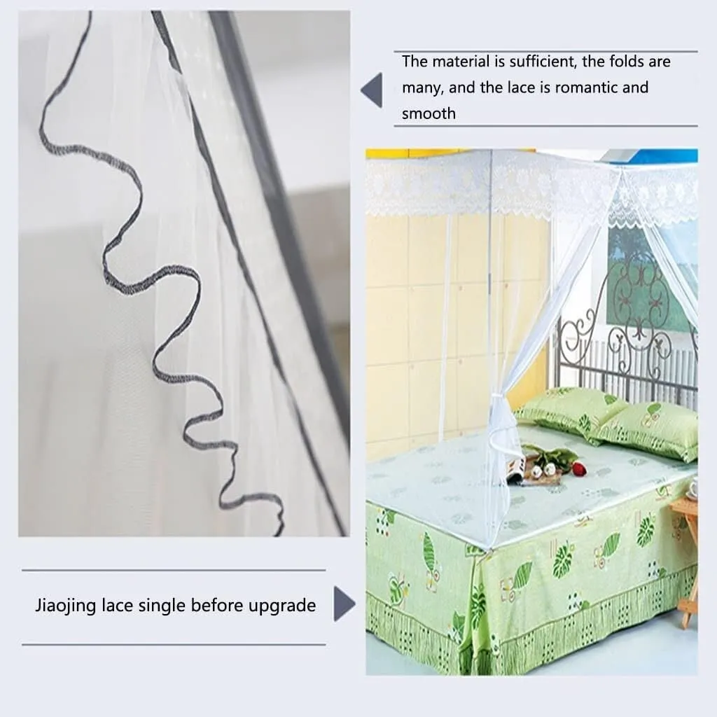 Upgraded Mosquito Net Insect Screen Net, Dense Mesh Large Size with Long Hanging Sets, Square for Home, Outdoor Camping & Hiking(Gray,1.8 * 2.0m)