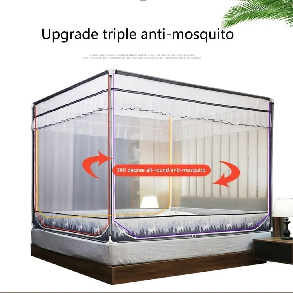 Upgraded Mosquito Net Insect Screen Net, Dense Mesh Large Size with Long Hanging Sets, Square for Home, Outdoor Camping & Hiking(Gray,1.8 * 2.0m)