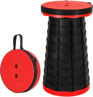 Upgraded Portable Collapsible Telescopic Stool, Sturdy Foldable Stool with Load Capacity of 550lbs, Retractable Camping Stool for Hiking, Fishing Tours Indoor & Outdoor(Red)