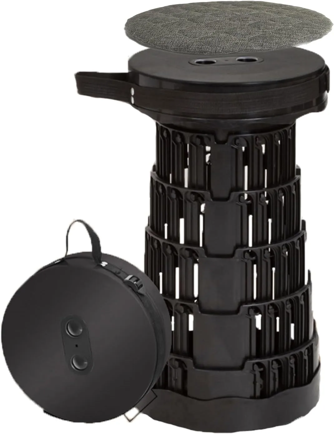 Upgraded Portable Retractable Folding Stool Increase Load Weight Portable Telescoping Stool for Camping Garden Fishing Hiking Travel BBQ, Adjustable Plastic Stools Max Load 600lbs (Black)