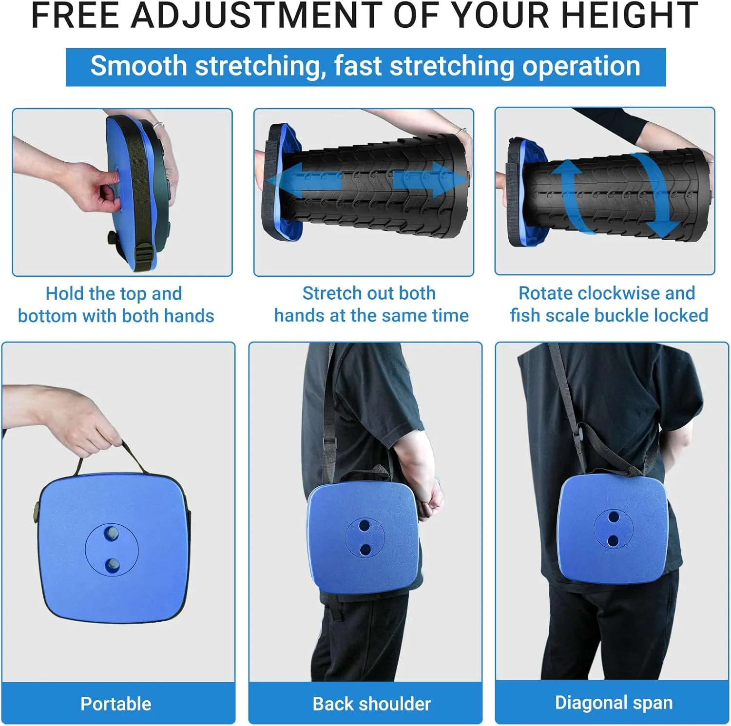 Upgraded Square Folding Stool, Max Load Capacity 485lbs, Portable Collapsible Seat, Telescoping Foldable Retractable Stool for Adult Camping Fishing Hiking Travel Outdoor BBQ