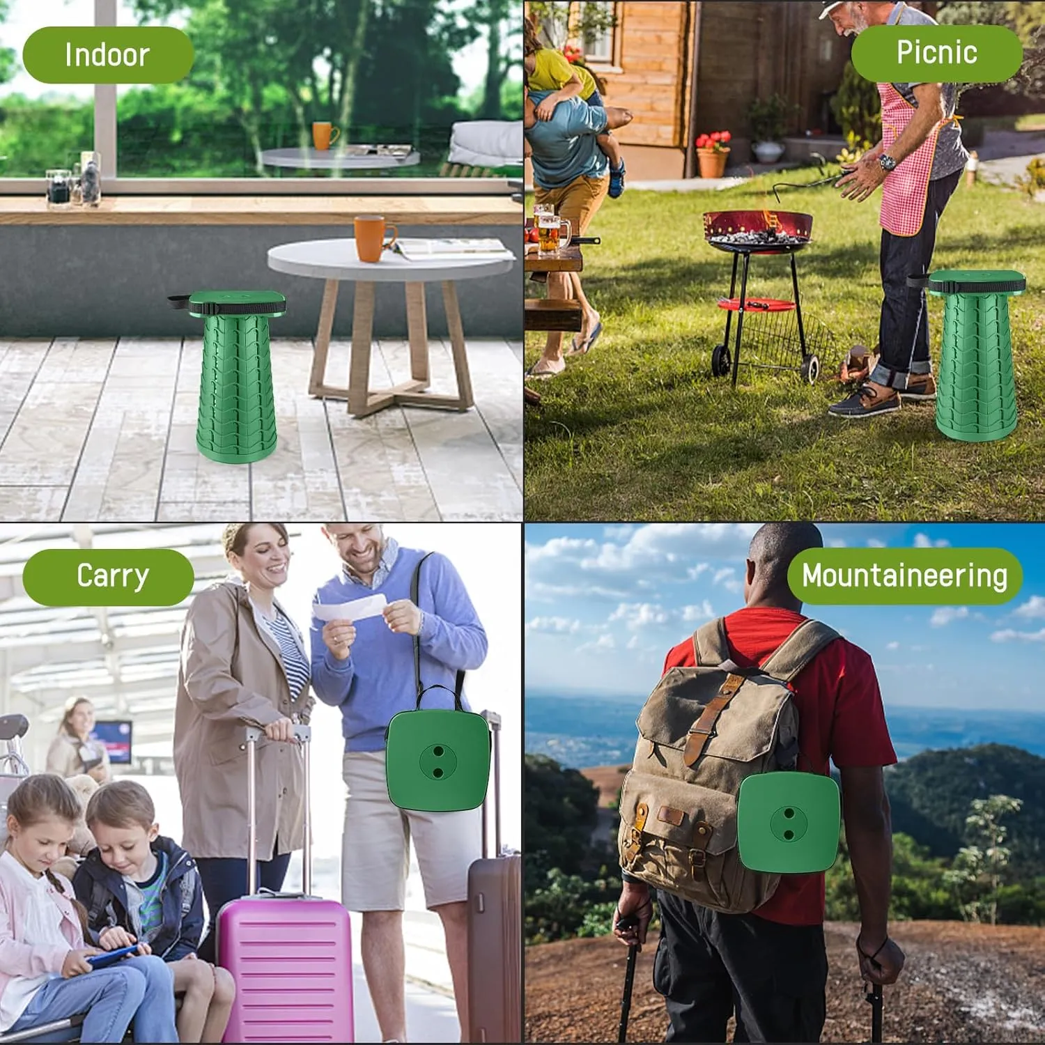 Upgraded Square Folding Stool, Max Load Capacity 485lbs, Portable Collapsible Stool Seat, Telescoping Foldable Stool,Retractable Stool for Adult Camping Fishing Outdoor BBQ