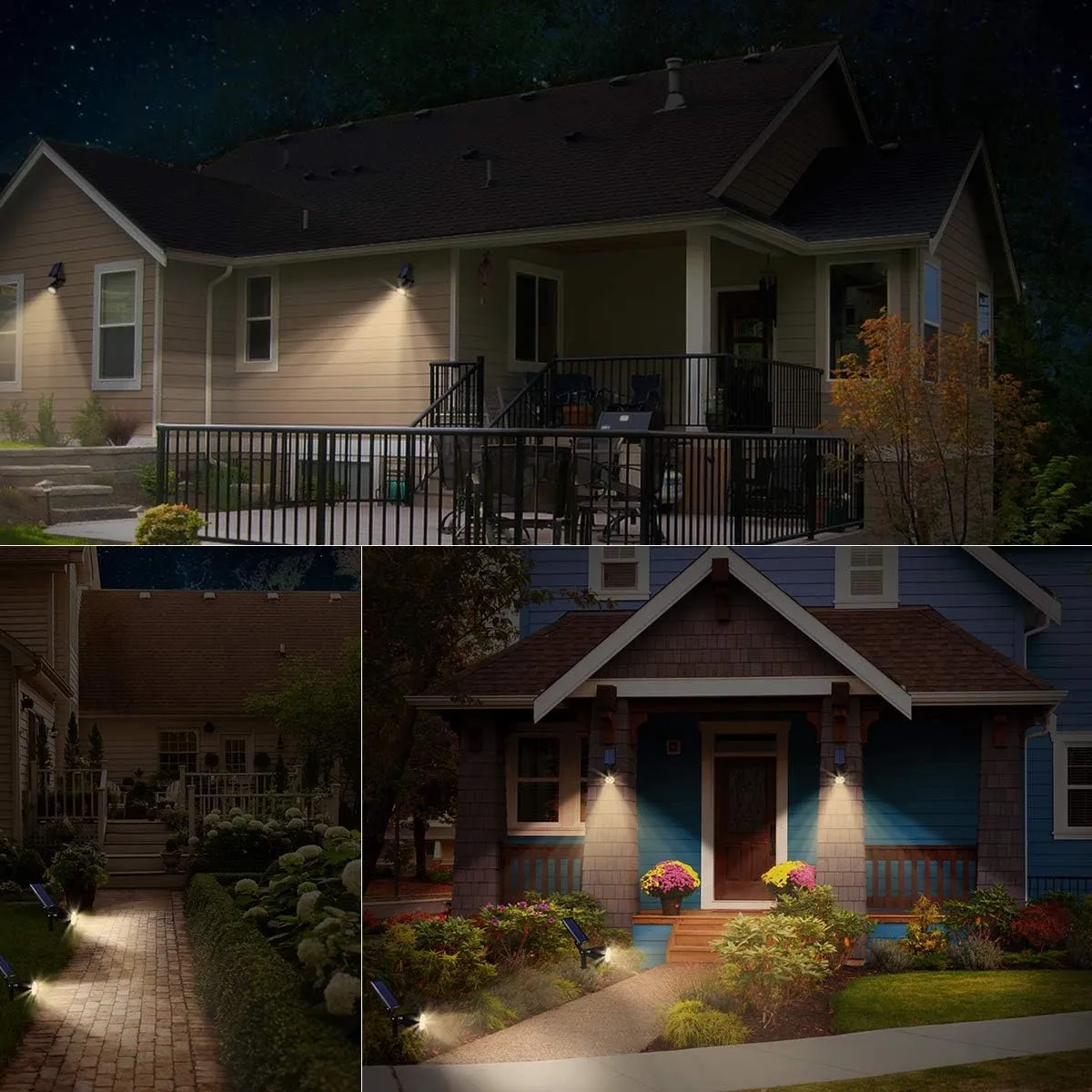 URPOWER Solar Lights Outdoor, Adjustable Spot Lights Outdoor, 2-in-1 Waterproof Landscape Spotlights Wall Light, Dusk-to-Dawn Solar Powered Light for Garden, Yard (2 Pack Warm)