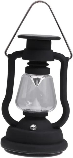 USB Rechargeable Solar Retro Horse Light Multi Function Portable Camping Lantern Hand Powered Generator for Emergency Use Black