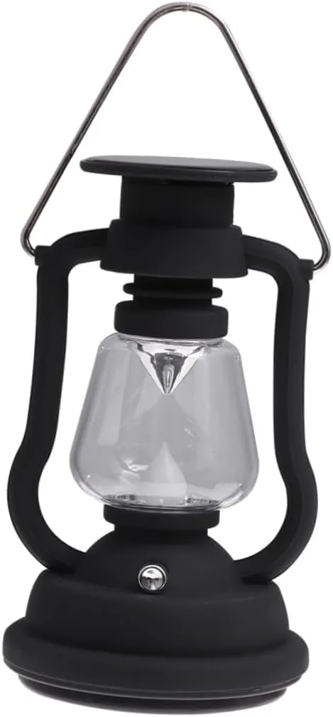 USB Rechargeable Solar Retro Horse Light Multi Function Portable Camping Lantern Hand Powered Generator for Emergency Use Black