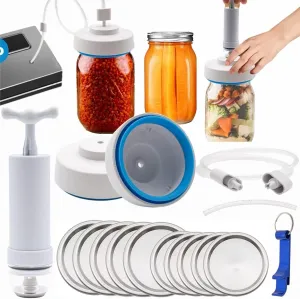 Vacuum Sealer for Jars Vacuum Sealing set for Regular Wide Mouth Canning Jars,Jar Sealer and Hose Compatible with Vacuum Sealer,jar sealer vacuum sealing Manual Vacuum Pump Canning Sealer