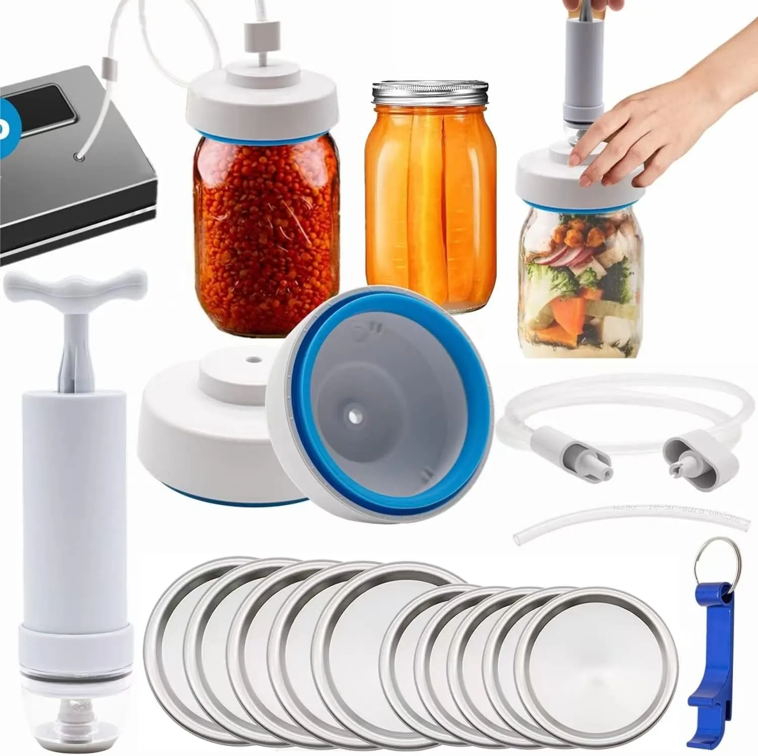 Vacuum Sealer for Jars Vacuum Sealing set for Regular Wide Mouth Canning Jars,Jar Sealer and Hose Compatible with Vacuum Sealer,jar sealer vacuum sealing Manual Vacuum Pump Canning Sealer