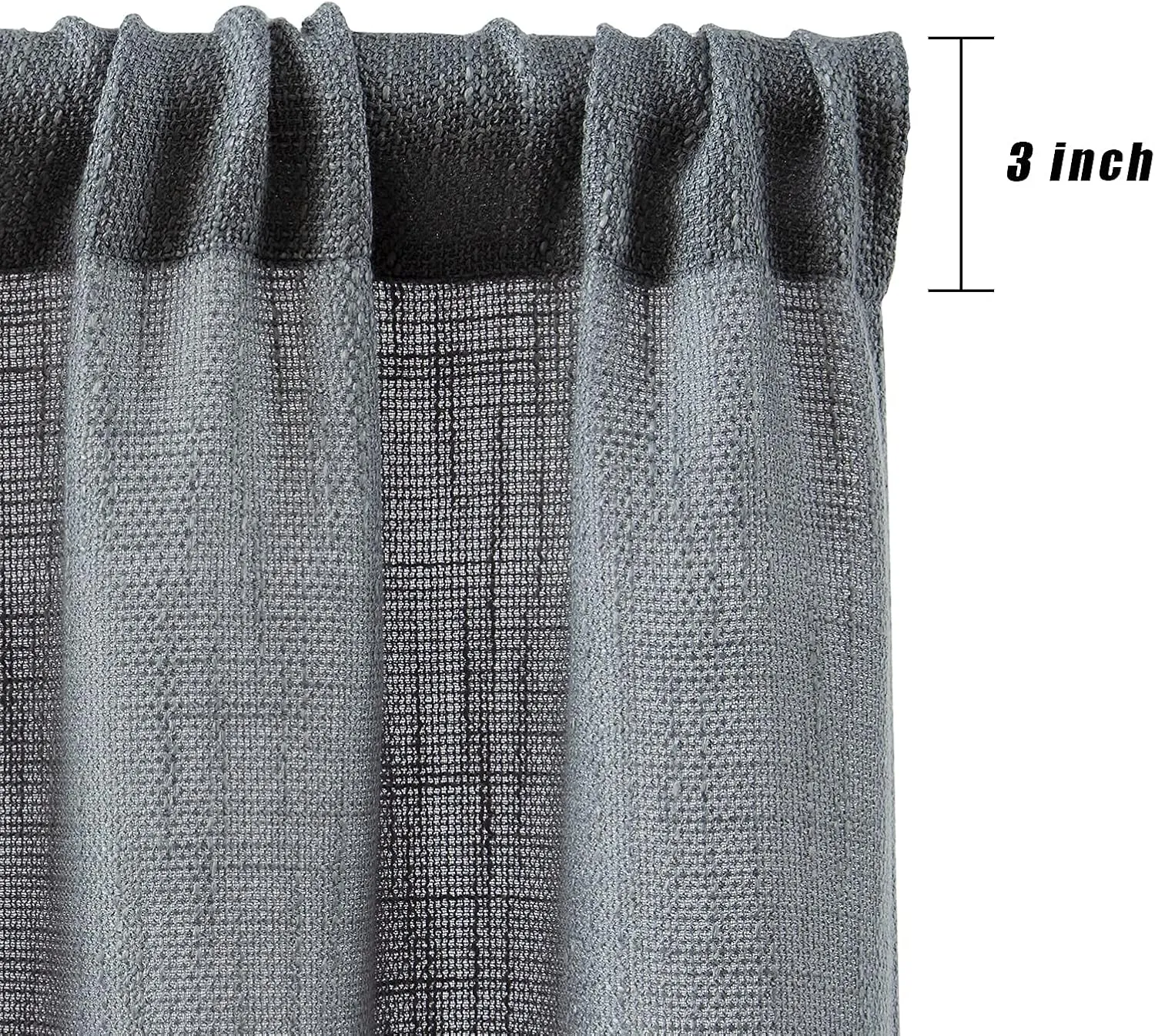 Valea Home Burlap Tier Rod Pocket Curtains for Short Kitchen Windows, Rustic Tan, 36 inch Linen Cafe, Grey, Set of 2
