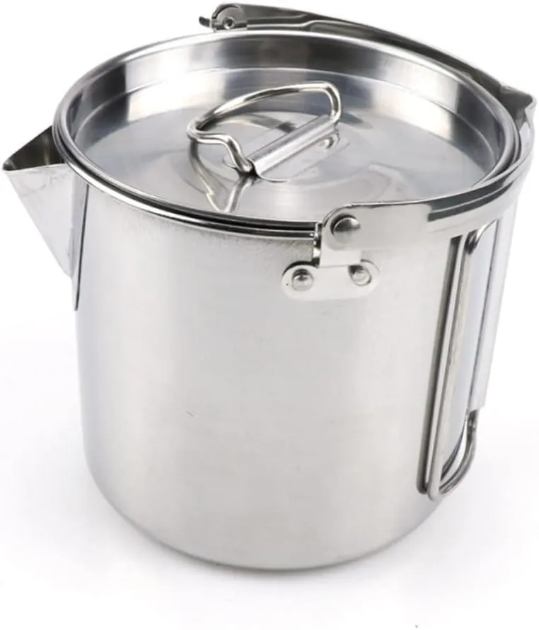 VANZACK Outdoor Cooking Kettle 1.2l Boil Water Pot Collapsible Stainless Steel Tea Kettle for Camping Picnic