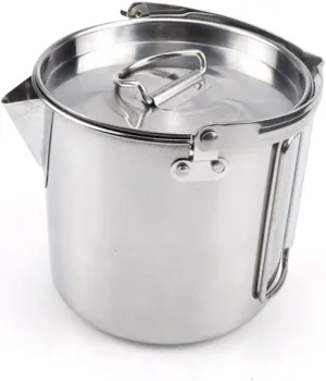 VANZACK Outdoor Cooking Kettle 1.2l Boil Water Pot Collapsible Stainless Steel Tea Kettle for Camping Picnic