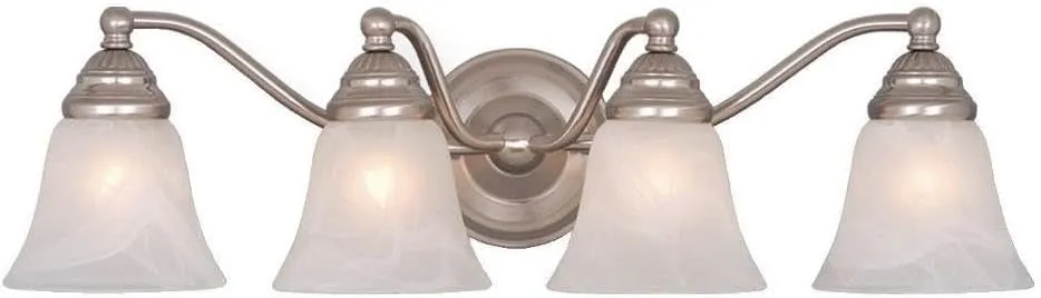 VAXCEL Standford 4 Light Bathroom Vanity Fixture, Brushed Nickel Finish, Traditional Over Mirror Lighting, Easy Installation