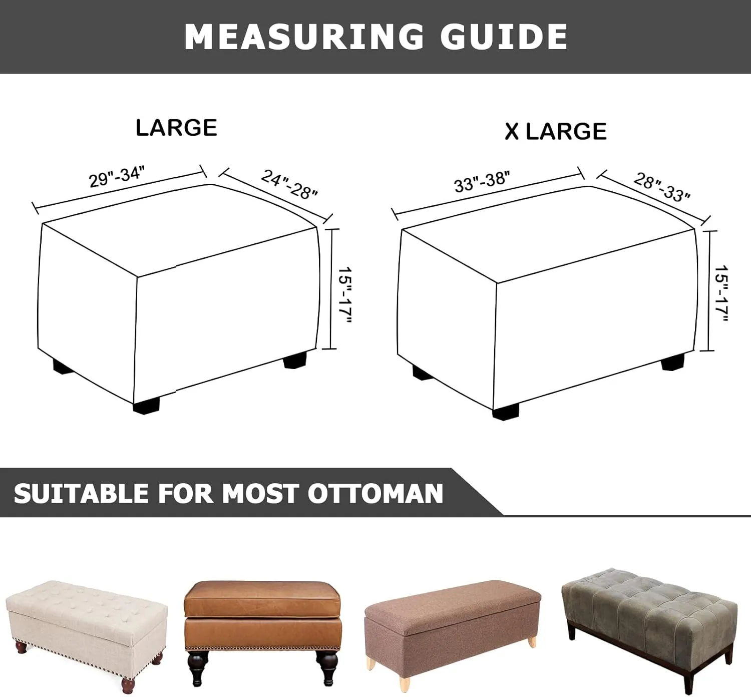 Velvet Ottoman Cover, Stretch Footstools Covers, Plush Foot Stool Slipcover, Removable Footrest Stool Sofa Slipcovers, Folding Storage Stool Furniture Protector for Room(Brown,Rectangular Large)