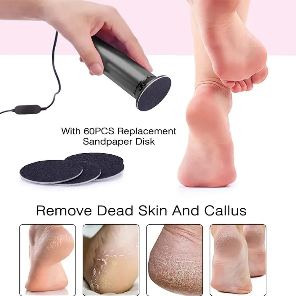 Versaselect Electric Foot Callus Remover, Dermawave Electric Foot Callus Remover, Adjustable Speed 360 Rotation Callus Remover with 60pcs Sanding Disc Electric Callus Remover for Feet (Pink)