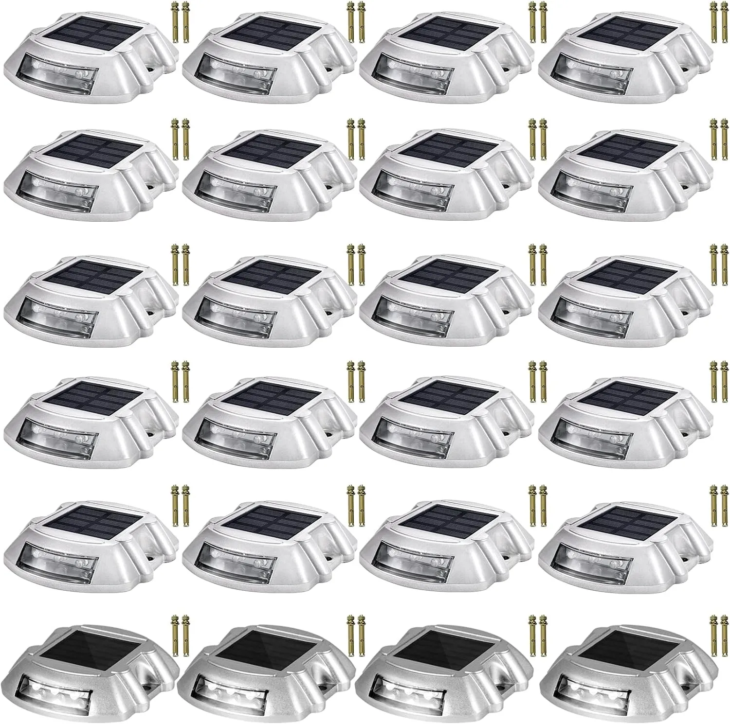 VEVOR 24-Pack Solar Driveway Lights - White, Waterproof, Wireless, 6 LEDs for Path, Garden, Walkway, Sidewalk, Steps