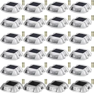 VEVOR 24-Pack Solar Driveway Lights - White, Waterproof, Wireless, 6 LEDs for Path, Garden, Walkway, Sidewalk, Steps