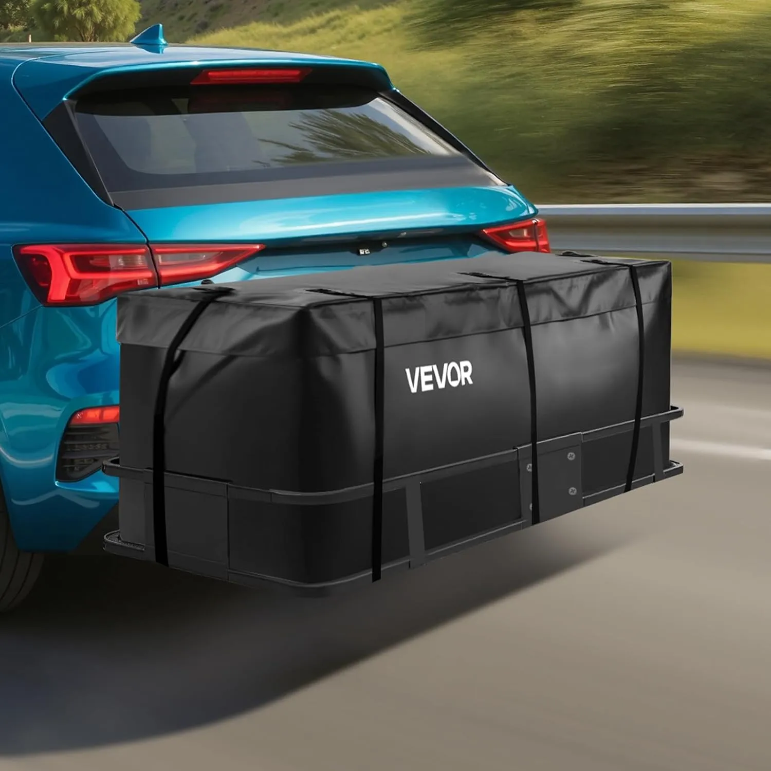 VEVOR Hitch Cargo Carrier Bag, Waterproof 840D PVC, 59.84 x 23.9 x 24.02 in (20 Cubic Feet), Heavy Duty Cargo Bag for Truck Bed Storage with 8 Reinforced Straps, Suitable for Car Vans Hitch Basket