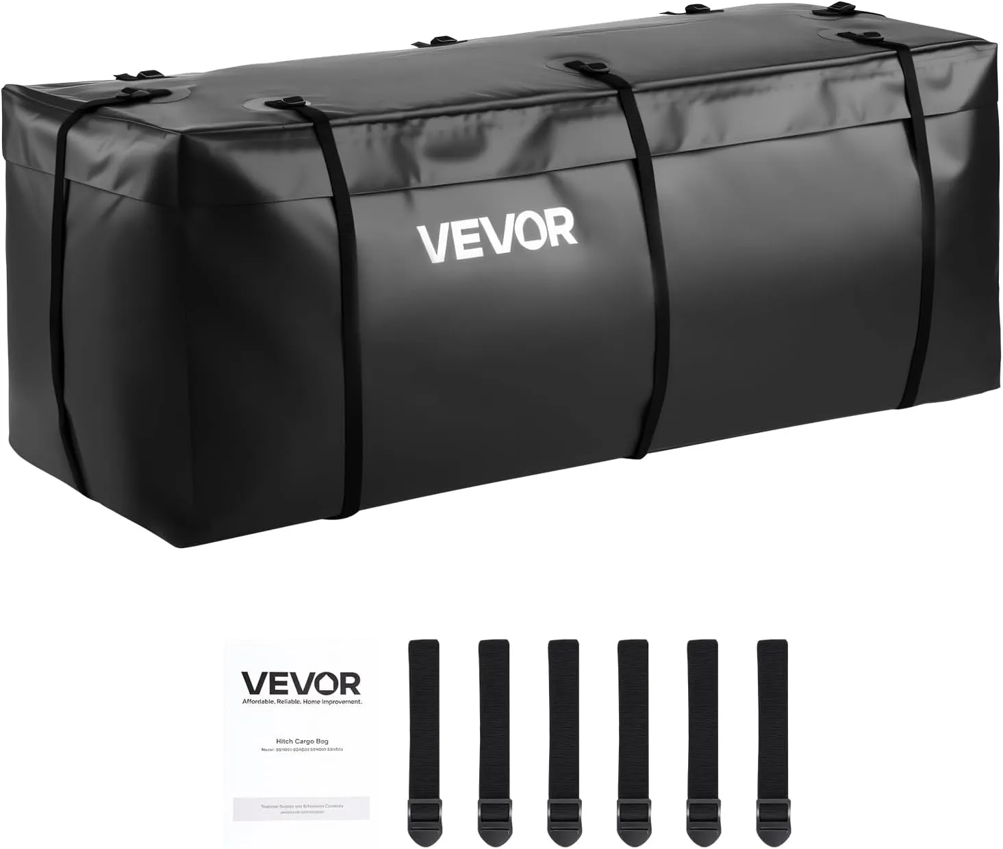 VEVOR Hitch Cargo Carrier Bag, Waterproof 840D PVC, 59.84 x 23.9 x 24.02 in (20 Cubic Feet), Heavy Duty Cargo Bag for Truck Bed Storage with 8 Reinforced Straps, Suitable for Car Vans Hitch Basket