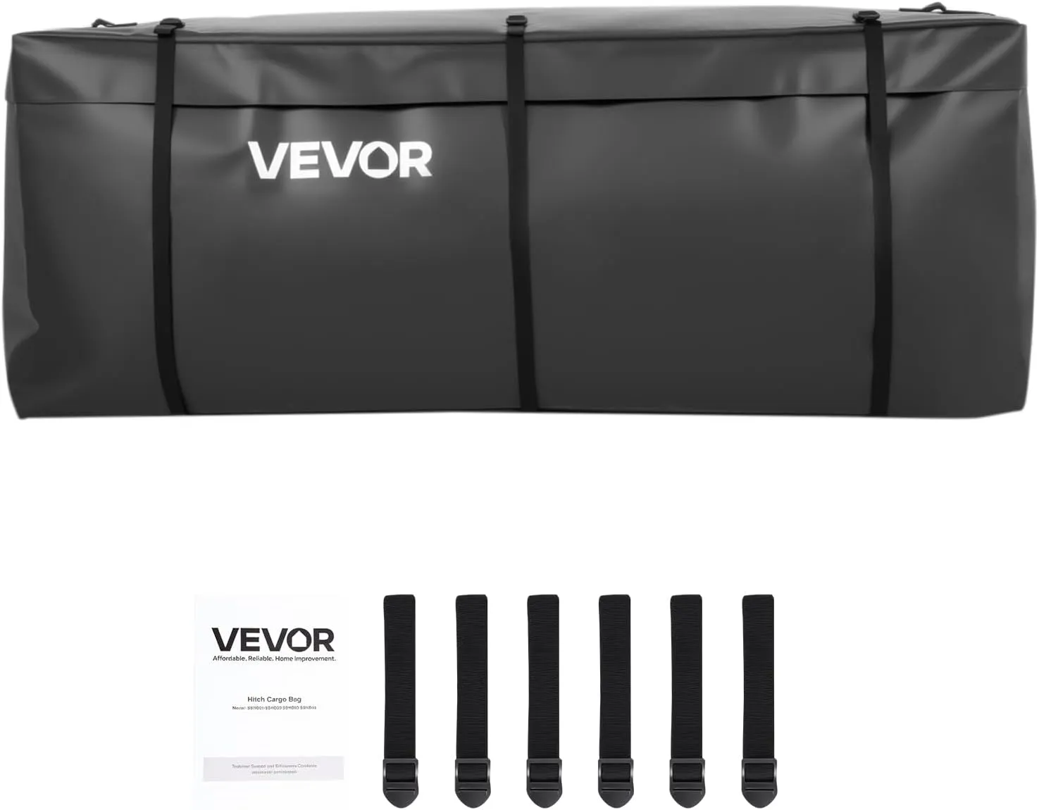 VEVOR Hitch Cargo Carrier Bag, Waterproof 840D PVC, 59.84 x 23.9 x 24.02 in (20 Cubic Feet), Heavy Duty Cargo Bag for Truck Bed Storage with 8 Reinforced Straps, Suitable for Car Vans Hitch Basket