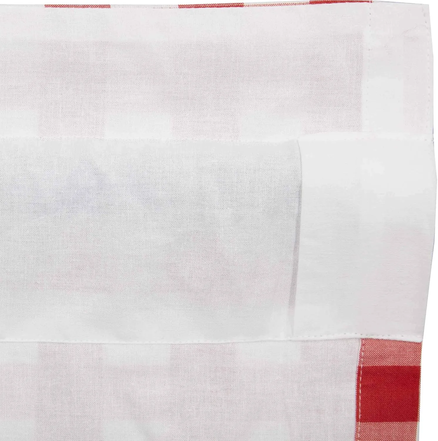 VHC Brands Annie Buffalo Check Cotton Farmhouse Kitchen Curtains Rod Pocket Hanging Loops Ruffling 36x36 Tier Pair, Red Country