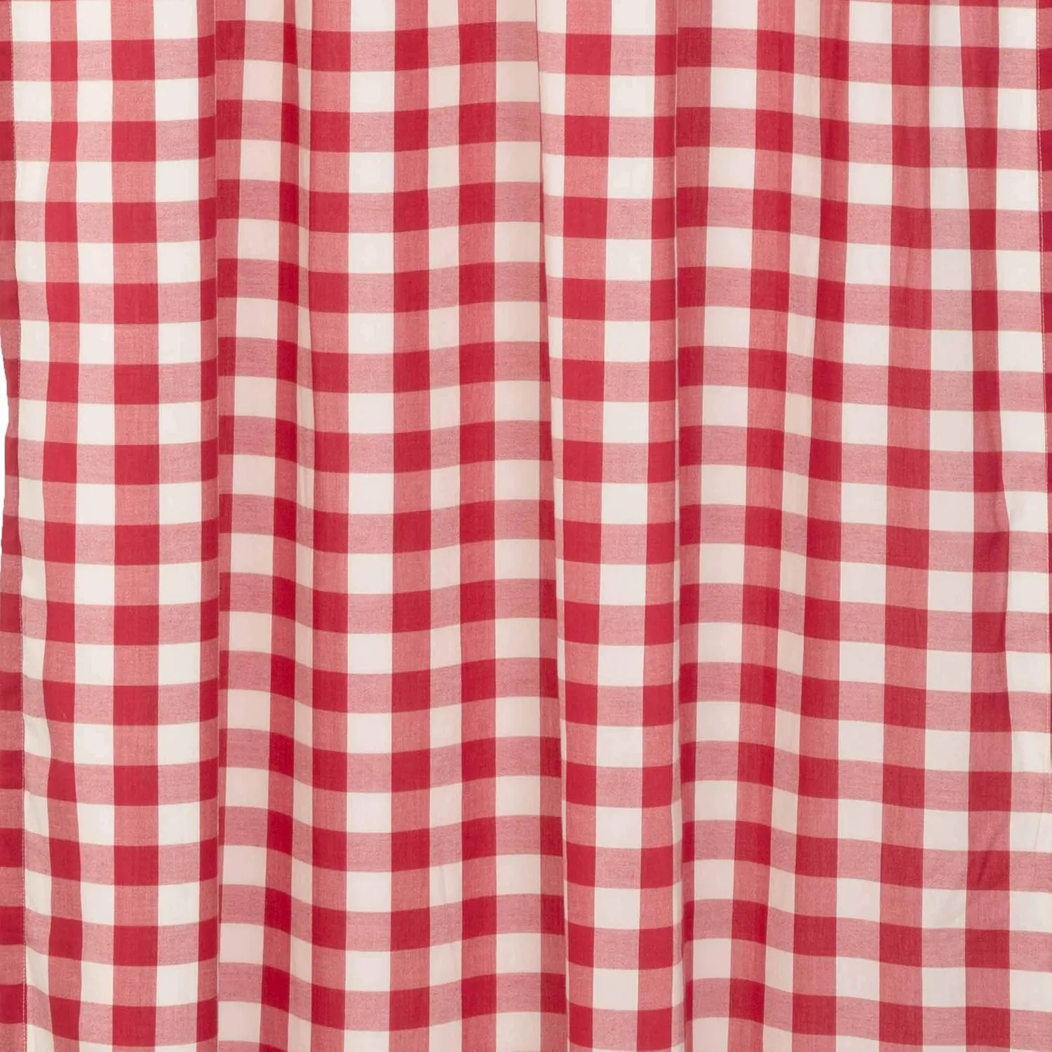VHC Brands Annie Buffalo Check Cotton Farmhouse Kitchen Curtains Rod Pocket Hanging Loops Ruffling 36x36 Tier Pair, Red Country
