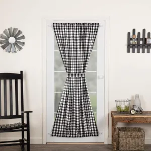 VHC Brands Annie Buffalo Check Curtain, Door Panel 72x40, Black