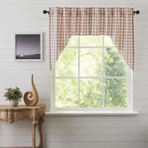 VHC Brands Annie Buffalo Portabella Check Farmhouse Swag Curtain Set 36x36x16