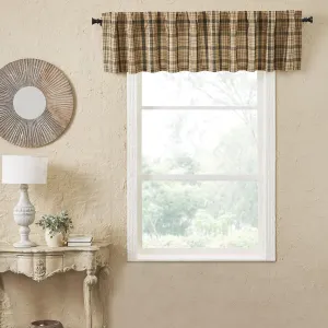VHC Brands Cider Mill Plaid Valance, Tan & Charcoal, 16x90