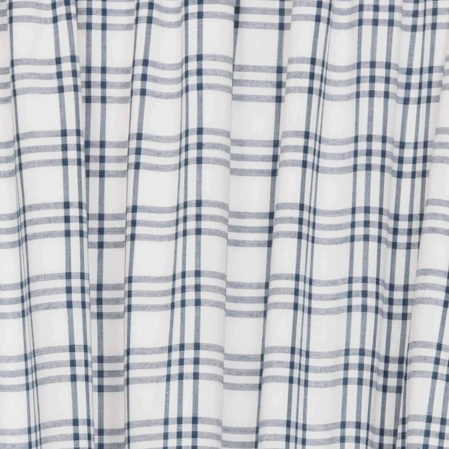 VHC Brands Sawyer Mill Plaid Cotton Farmhouse Bedroom Curtains Rod Pocket Drawstring Ties Prairie Panel Pair 84 Inches Long, Blue