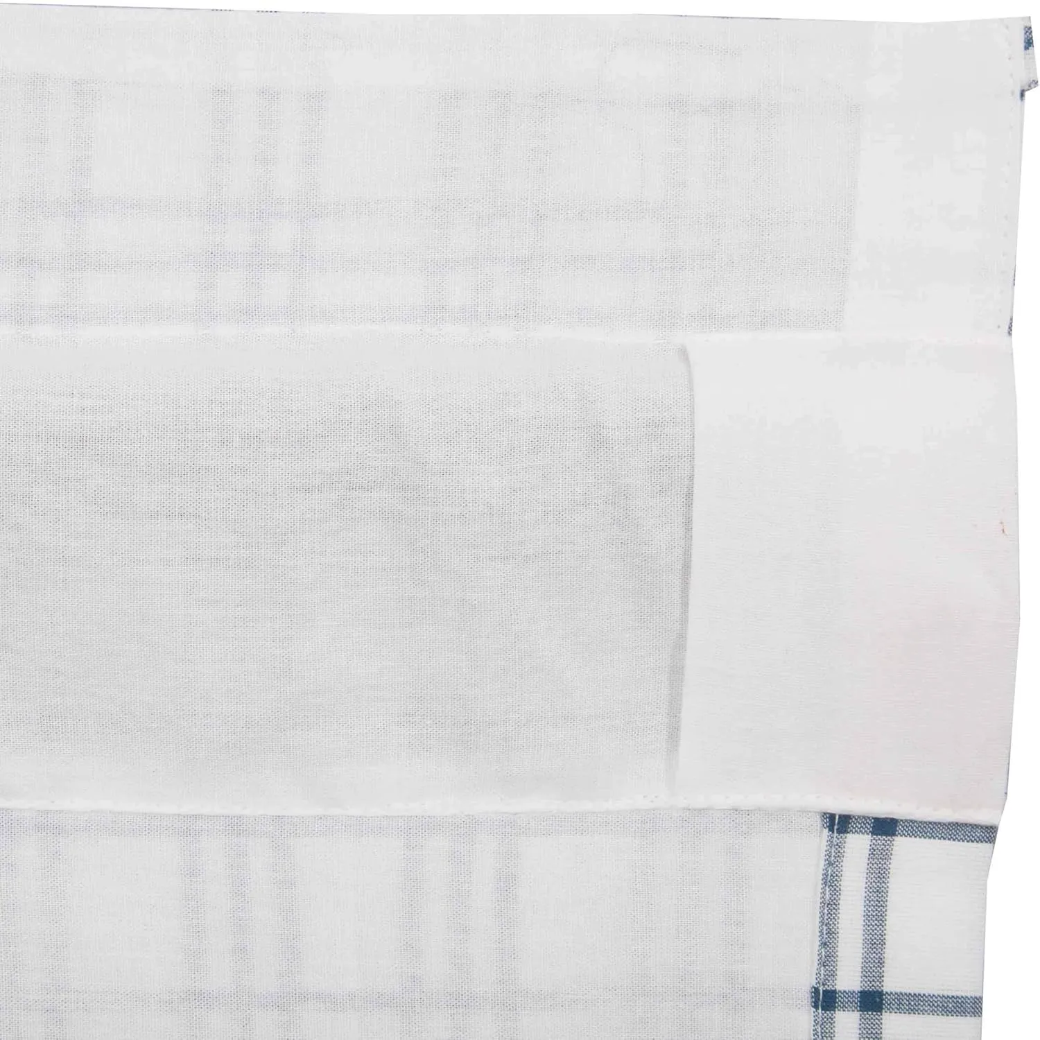VHC Brands Sawyer Mill Plaid Cotton Farmhouse Bedroom Curtains Rod Pocket Drawstring Ties Prairie Panel Pair 84 Inches Long, Blue