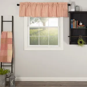 VHC Brands Sawyer Mill Red Kitchen Curtain Farmhouse Country Cotton Vintage Stripes Lined Valance 16x72 Inches