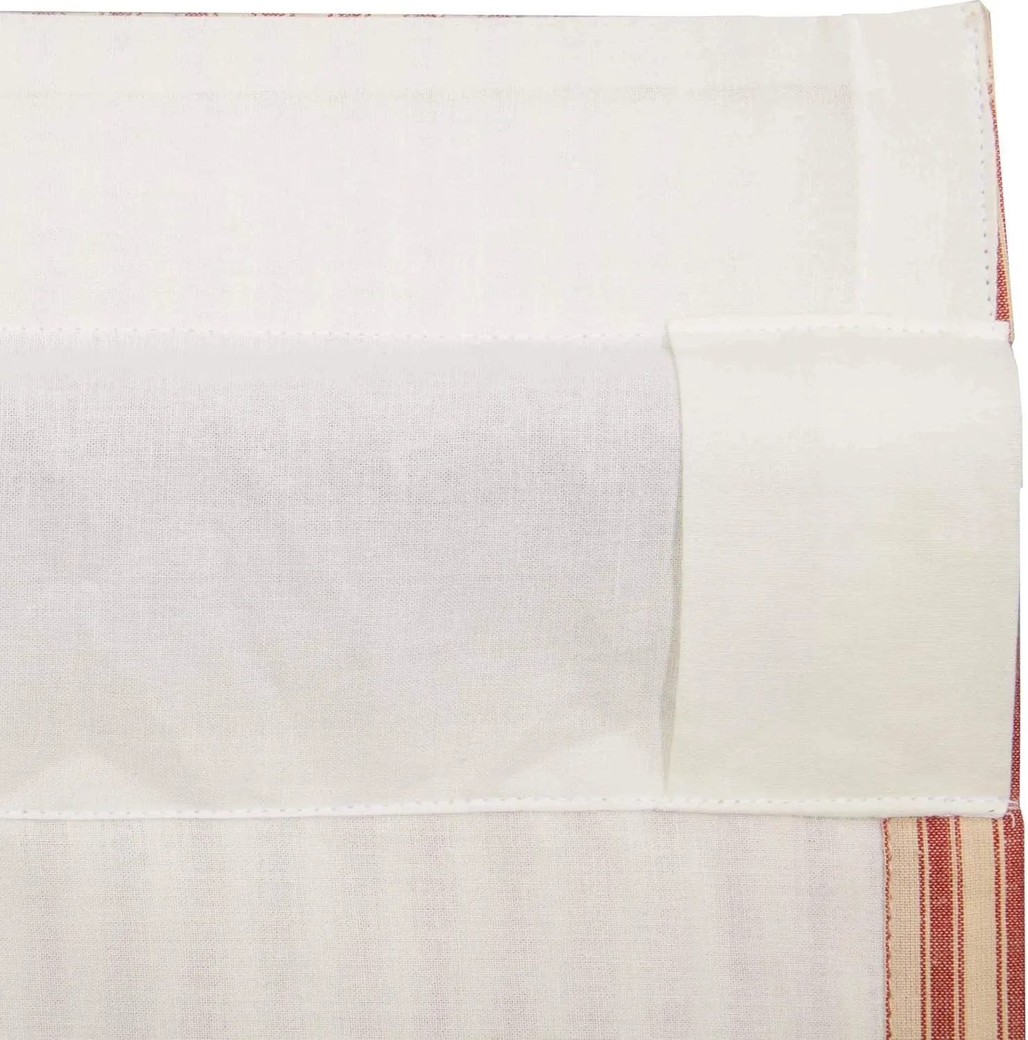 VHC Brands Sawyer Mill Red Kitchen Curtain Set 2 Lined Tiers Farmhouse Country 36 Inch Cotton Vintage Stripes