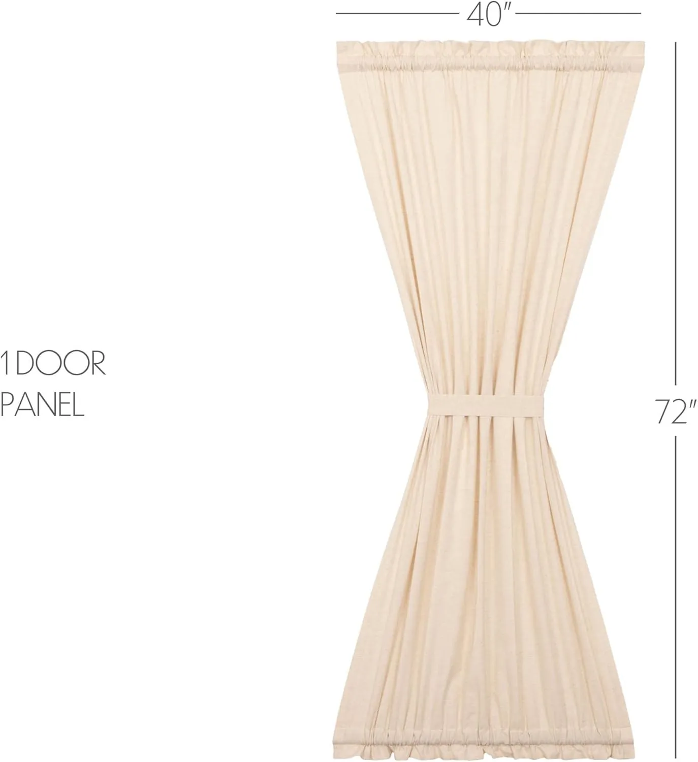 VHC Brands Simple Life Flax Natural Cotton Farmhouse French Door Panel Curtain for Patio Side Door 72x40