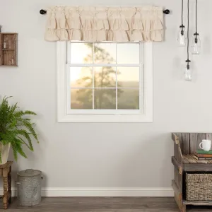 VHC Brands Simple Life Flax Solid Color Cotton Linen Blend Farmhouse Kitchen Curtains Rod Pocket Hanging Loops 16x72 Valance, Natural Creme White