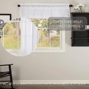 VHC Brands White Ruffled Sheer Valance Set of 2 16x72
