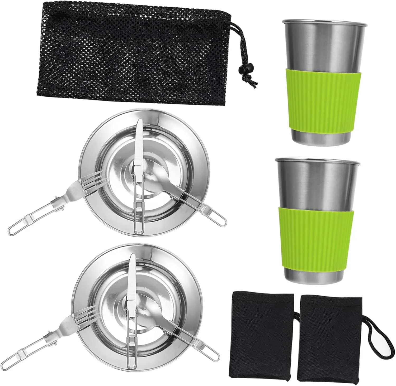 VICASKY 1 Set Portable Stainless Steel Camping Utensil Set Cutlery Kit for Outdoor Activities Picnic and Travel Lightweight and Tableware for and Use