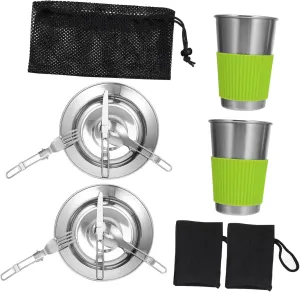 VICASKY 1 Set Portable Stainless Steel Camping Utensil Set Cutlery Kit for Outdoor Activities Picnic and Travel Lightweight and Tableware for and Use
