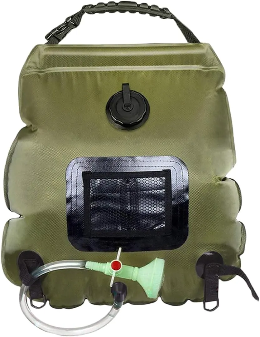 VICASKY 20l Solar Shower Bag Compact Easy to Use for Camping Hiking Travel Shower Head and Temperature Board