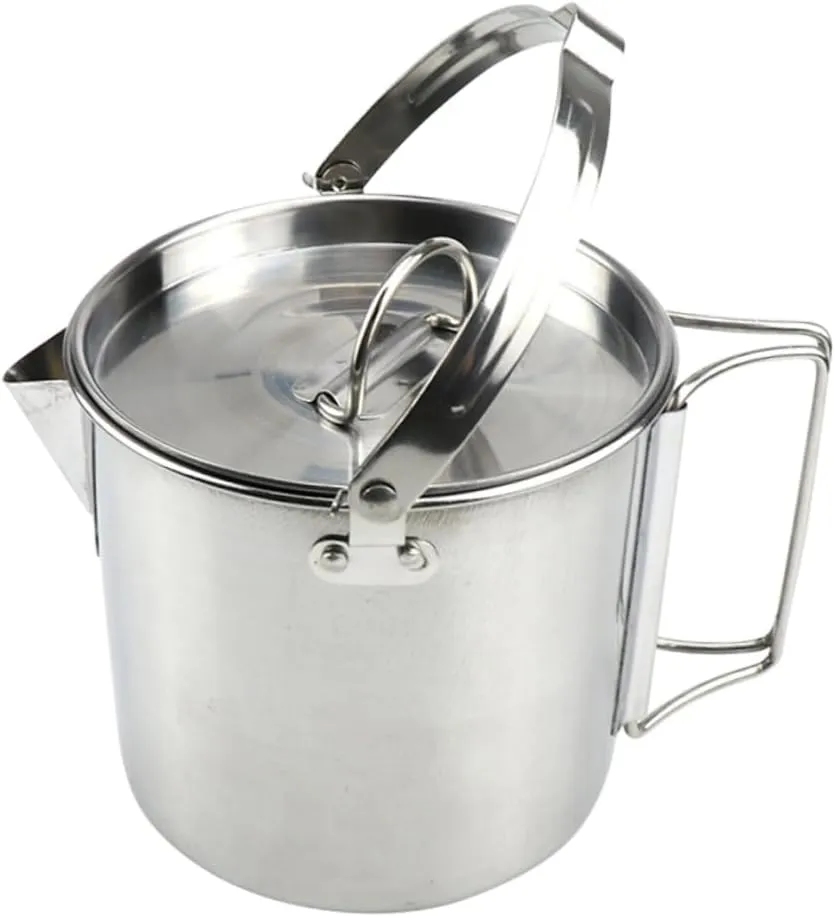 VICASKY Collapsible Stainless Steel Kettle Lightweight Hanging Pot for Boiling Water Cooking Soup and Brewing for Camping Hiking and
