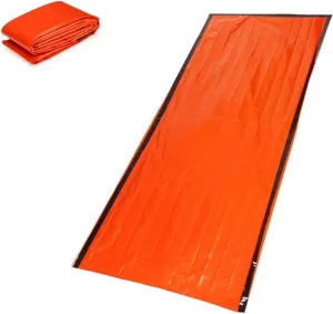 VICASKY Emergency First Aid Pe Aluminum Film Tent for Outdoor Camping Hiking Moisture Mat with Storage Bag Whistle Orange Essential for Emergency Preparedness