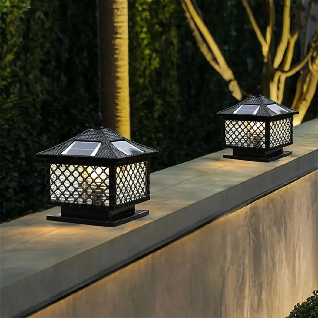Victorian Outside Pillar Table Light Outdoor Solar Powered Lamp Aluminum Glass Solar Post Light Fixtures Anti-Rust Deck Patio Solar Fence Post Light Fits 4x4, 5x5 Or 6x6 Wooden Posts
