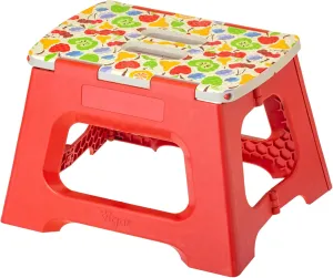 Vigar Compact Kids Stool, 9-inch Step Stool for Toddlers and Kids, Folding Stool up to 330 Pound, Lightweight Non-Slip Folding Step Stool, Fruits