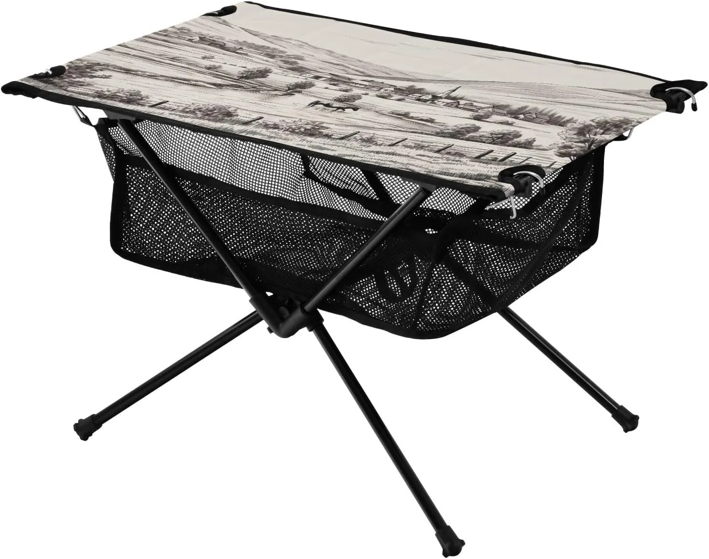 Village in Countryside Portable Folding Camping Table, Compact Lightweight Beach Table with Carrying Bag for Outdoor Picnics, BBQs, Camp