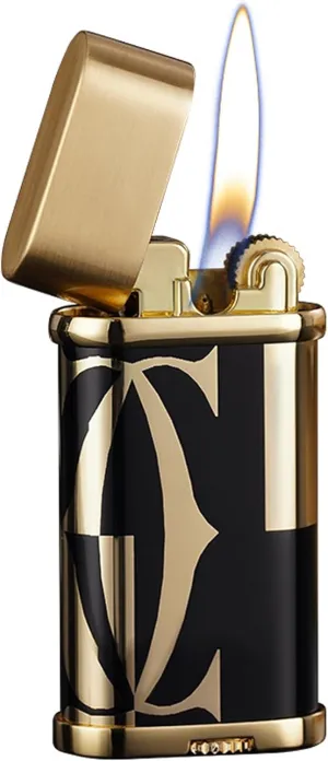 Vintage Grinding Wheel Lighter refillable Butane Lighter with Adjustable Flame Suitable for Daily use and Gift Giving with Spare Flint(Gold)