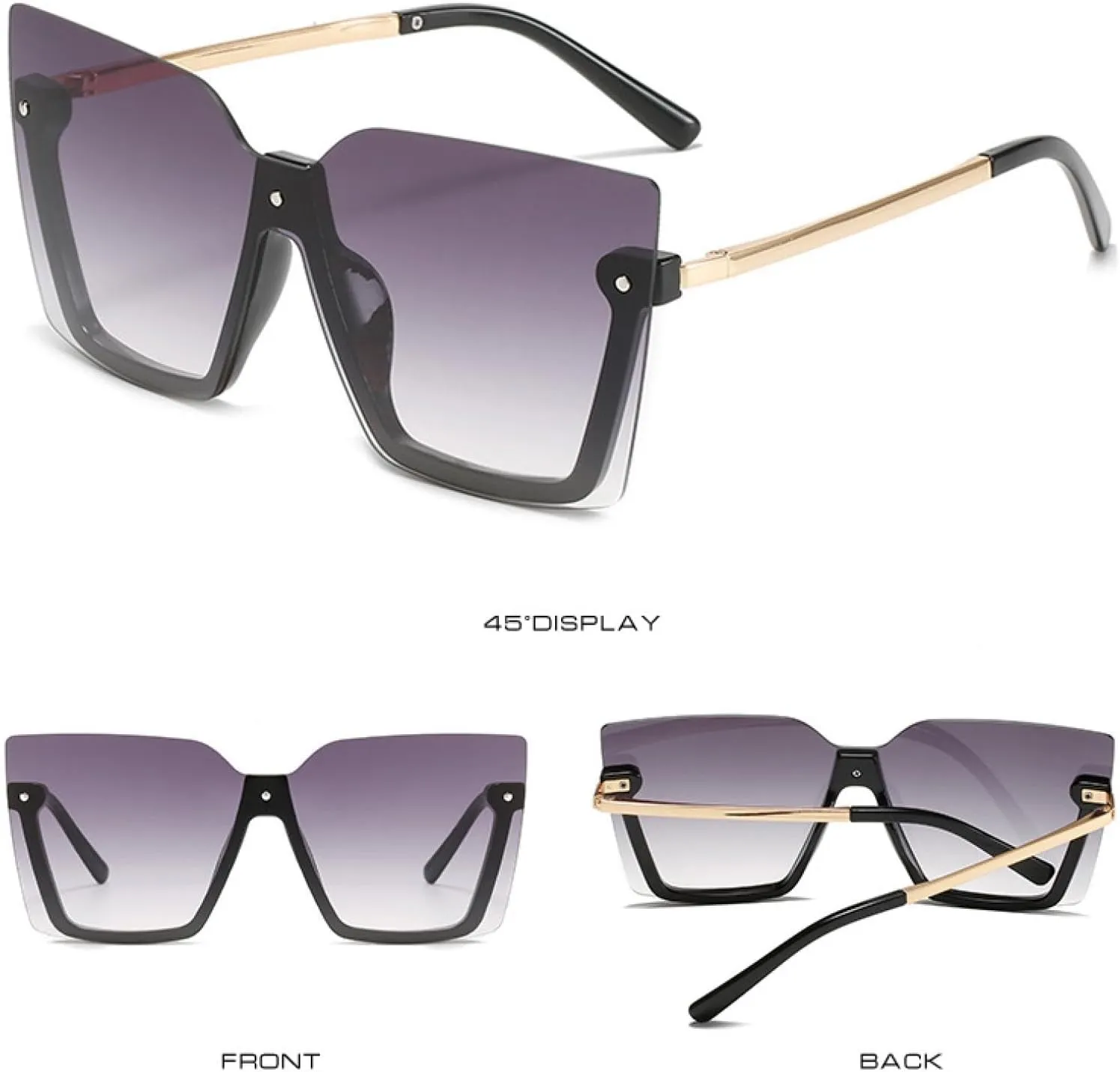 Vintage Half Frame Women Men Fashion Big Frame Sun Glasses Outdoors Driving Shades Uv400