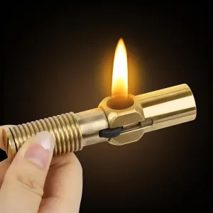 Vintage Trench Lighter, Cool Lighters, Novelty Copper Pipe Lighter Fluid Refillable, Unique Kerosene Lighters with Screw Design, Creative Gifts for Men Dad Husband Collection