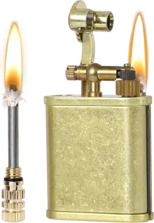 Vintage Trench Lighter, Permanent Match, Cool Pipe Lighter, Unique Brass Lighters, Antique Kerosene Lighters Fluid Refillable, Reusable Waterproof Forever Matches, Classic Gift for Men