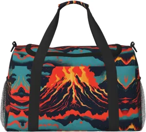 Volcano print Weekender Overnight Carry On Bag Gym Luggage Bag Duffel Bag for Travel Women